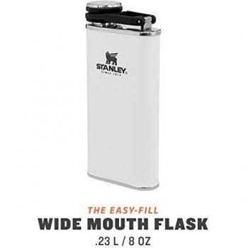 Polar White Wide Mouth Stainless Steel Hip Flask – 8oz