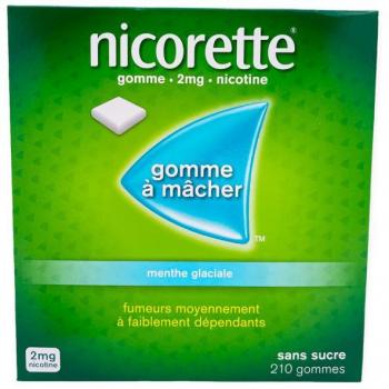 Nicorette 2 mg menthe glaciale, sans sucre - 210 gommes à mâcher