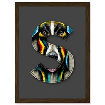 Artery8 S-Stripes Dog Face Mosaic Letter Print