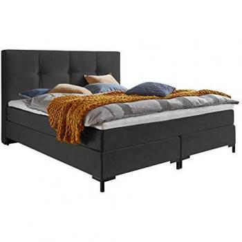ATLANTIC home collection Boxspringbett Romy, grau (anthrazit), 160 x 200 cm, inkl. Topper