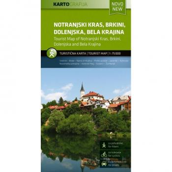 Weg- en fietslandkaart van de Notranjski Kras, Brkini en Dolenjska gebieden
