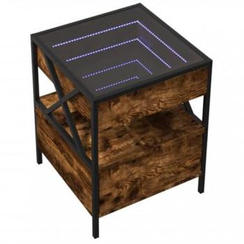 Vidaxl Table Basse LED Infinity Chêne Fumé 40x40x51 cm