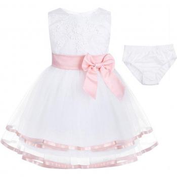 Robe blanche à nœud papillon IEFIEL pour premier anniversaire