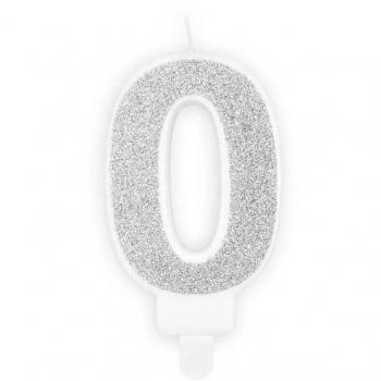 Candelina compleanno numero 0 argento 7 cm