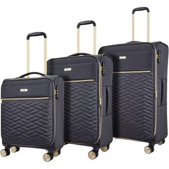 Rock Sloane 3pc Suitcase Set Charcoal
