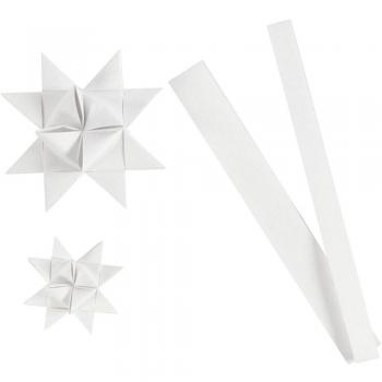 Bandes De Papier Étoiles, L: 44+78 cm, 6,5+11,5 cm, L: 15+25 mm, Blanc, 32 Bandes
