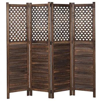 Paravent HWC-A84 en bois, 170 x 161 cm, brun