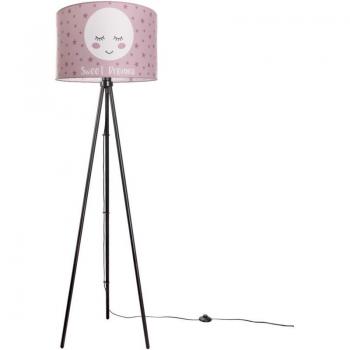 Lampada Terra Luna per Bambini – 3 Gambe Nere, Schermo Rosa