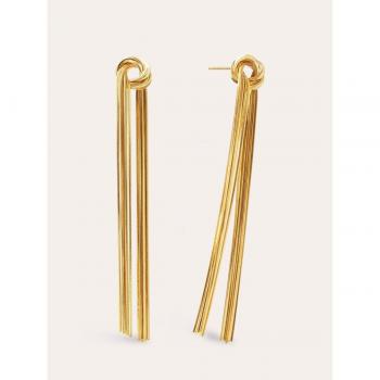 Pendientes Largos en Latón con Acabado en Baño de Oro de 18 Kt