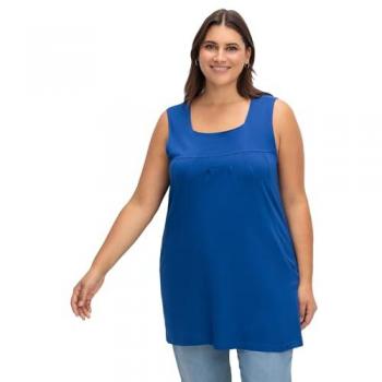 Sheego Top A-Linie, Karree-Ausschnitt, Taschen, royalblau, Größe 50