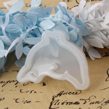 Dolphin Silicone Mold for Resin Jewelry, White, 56mm x 40mm, Set of 2