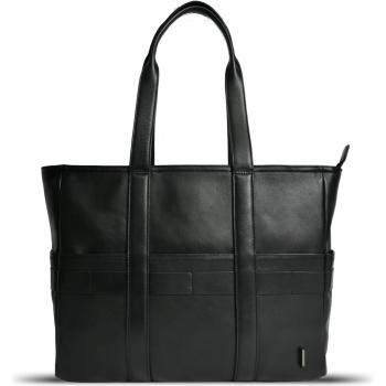 BTY City Genuine Leather Travel Tote – Lightweight & Waterproof, 12L, Black