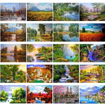 Arte Diamante: Paisaje Azul Claro 20X30CM