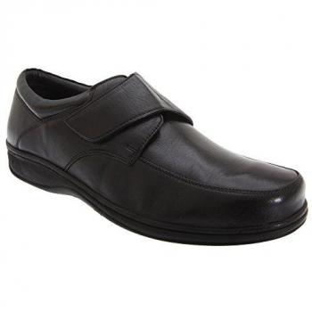 Roamers Mens Fuller Fitting Superlight Touch Fastening Scarpe in Pelle 9 UK Nero
