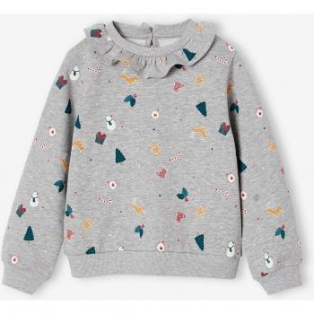 Pull festif à colerette pour fille gris chiné VERTBAUDET