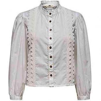 Camisa ONLY Wild de encaje blanca con cuello perkins para mujer