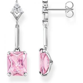 Thomas Sabo H2177-051-9 Silber-Ohrhänger für Damen Pinkfarbener Stein