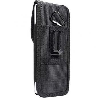 Funda Cinturón Vertical de Piel y Nylon con Clip Metálico y Tarjetero para itel Vision 2s (2021) - Negra