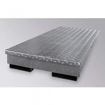 LaCont Auffahrrampe für Stahl-Flachwanne, verzinkt, Tiefe 1150 mm, Radlast 500 kg, Breite 450 mm