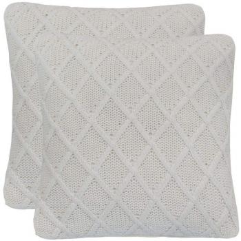 Cuscini set 45x45 cm biancastro a maglia pesante in cotone – VidaXL 2X