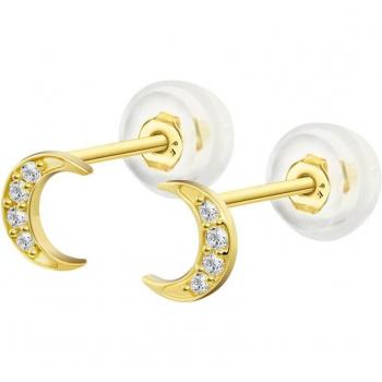 Time Road - Pendientes HIN00186 Basics de oro 9K acabado brillo y motivo luna