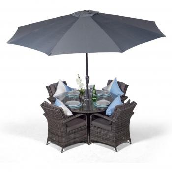 Arizona Round 4 Seater Rattan Patio Dining Set - Grey