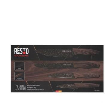 RESTO Carina Edelstahl Messer-Set – 4‑teiliges Tranchier‑ und Universalmesser in Magnet‑Geschenkbox