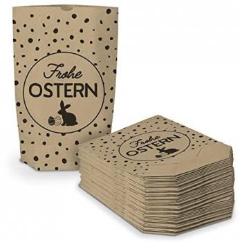 Itenga Oster-Pünktchen-Geschenkpapier & Geschenktüte Set (40x, braun/Schwarz)