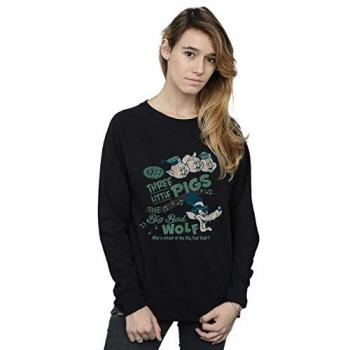 Disney Three Little Pigs Women’s Sweatshirt – Black, Size Small