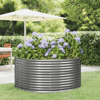Jardinière Elevée Gris 140×140×68 cm Acier Enduit Poudre