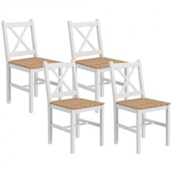 Set de 4 chaises d’ambiance rustique en bois pin