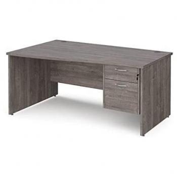 Dams MasterWave 25 – Grey Oak Top, 1600 mm Wide, Left‑Hand Wave, Two‑Drawer Pedestal