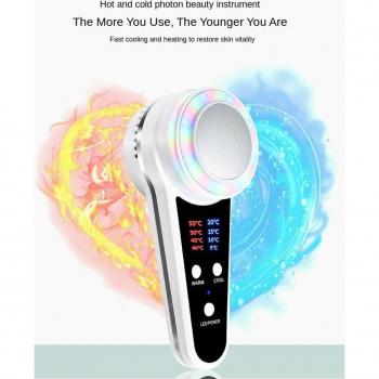 Dispositivo de Masaje Facial con Luz LED y Función Fría