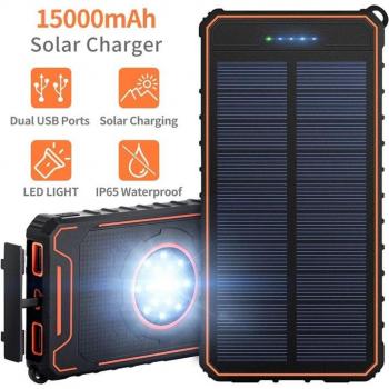 Lampe de Poche Étanche Solaire 15000 MA