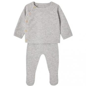 Ensemble personnalisé en laine et cachemire pour bébé gris chiné ENVIE DE FRAISE