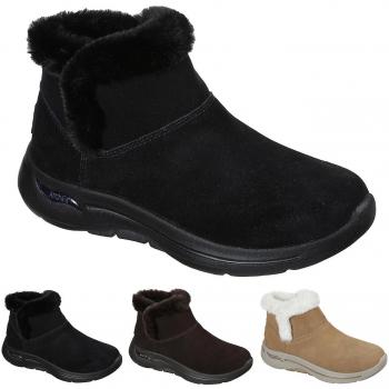 Botines Femme Skechers GO WALK Arch Fit Hiver Chaud Confortable Fourrure Synthétique Noir UK 5