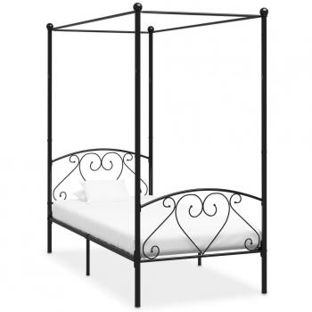 VidaXL Himmelbett-Gestell Schwarz Metall 120 x 200 cm