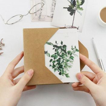Leaf Plant Painting Style Note Cards 30 Pcs