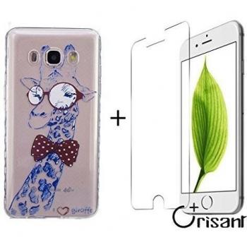 Crisant jirafa linda Diseño Protección suave Transparente TPU Gel silicona Teléfono Celular Back funda Carcasa para Samsung Galaxy J5 (2016 Version) SM-J510 + UN Vidrio Templado Protector de Pantalla