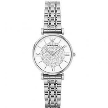 NEW Genuine EMPORIO ARMANI Gianni T Bar Crystals Silver 32mm Womens Watch AR1925