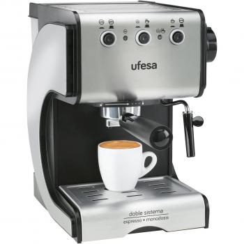 Ufesa Cafetera Expreso Duetto Creme Ce7141, 500 W, 1 Cups, Acero Inoxidable, Gris