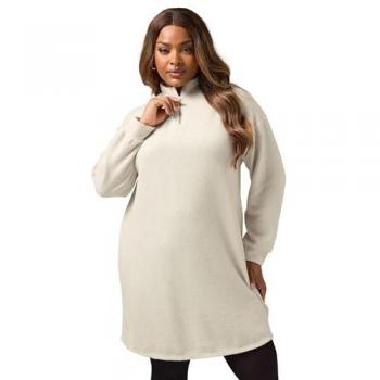 Size 26/28 Zip-Neck Ribbed Sweater Dress