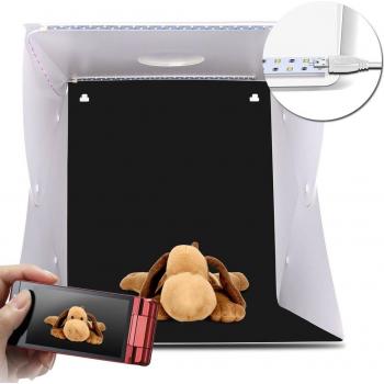 Mini-Studio-Lichtbox 40 cm – 40x40x40 cm Fotografie LED-Kasten für Büro & Schreibtisch