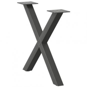 Pieds métalliques X pour table basse – 2 unités – Anthracite – 60×(42‑43) cm