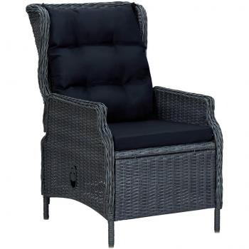 Sedia Da Giardino Reclinabile E Cuscino Polyrattan Grigio Scuro