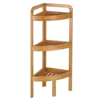 LOLAHOME Estantería de rincón nórdica marrón de bambú para baño 29x29x85 cm