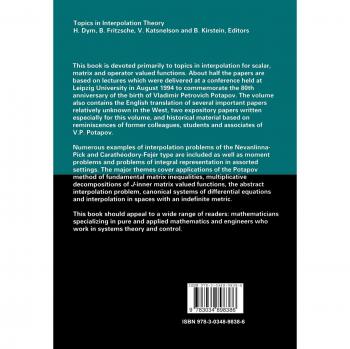 Topics in Interpolation Theory (Operator Theory: Advances and Applications, 95, Band 95)