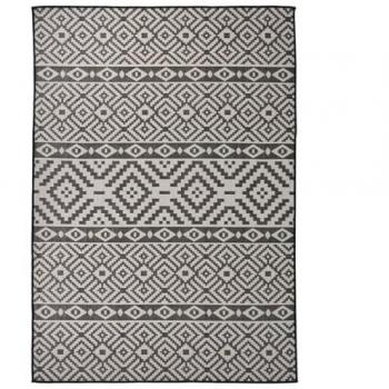 VidaXL Teppich für Terrasse und Camping 140x200 cm Schwarz Gestreift