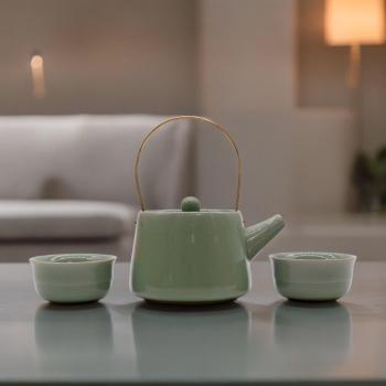 Set Completo de Tetera y Tazas en Verde – Estilo Macruma