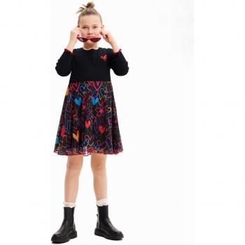 Vestido combinado de corazones para niña Desigual